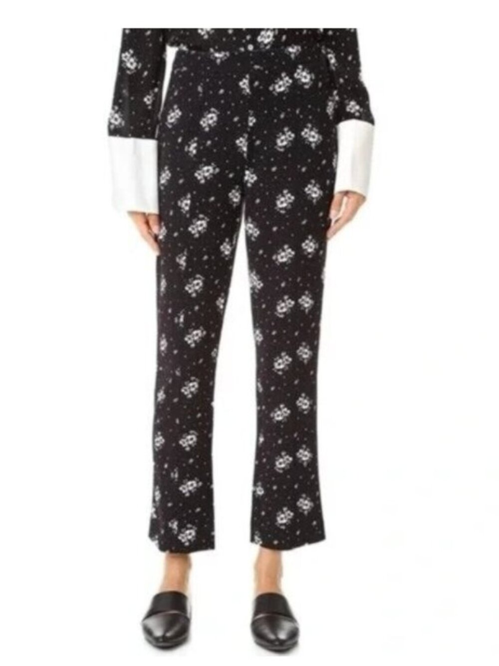 Cinq a Sept Stardust Onyx Suit Ankle Cropped Pants Black Floral